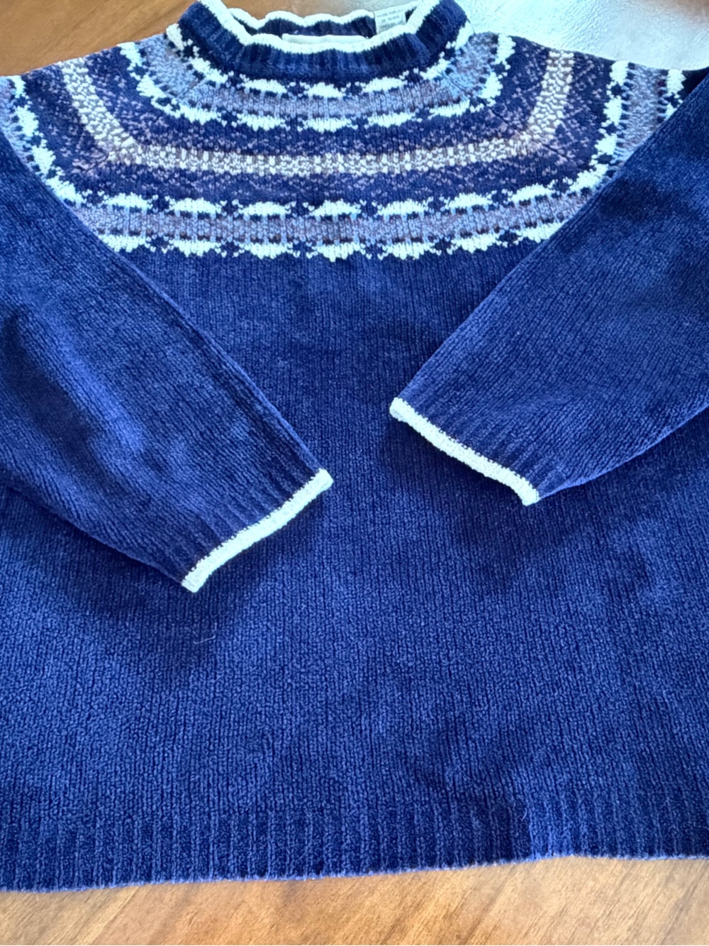 Dress Barn Women’s Blue Fair Isle Crewneck Sweater